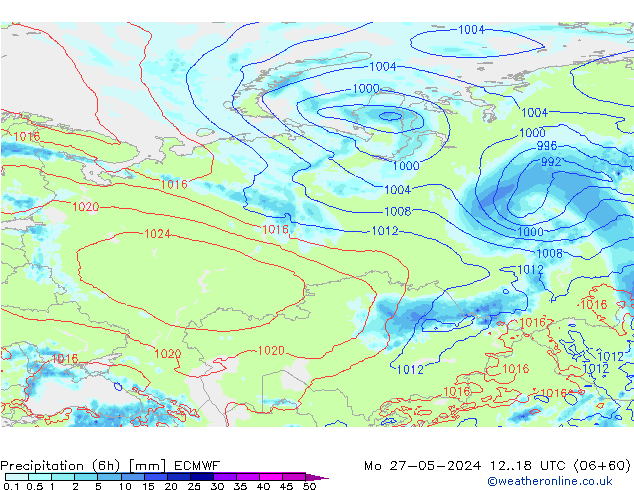 Z500/Rain (+SLP)/Z850 ECMWF Po 27.05.2024 18 UTC