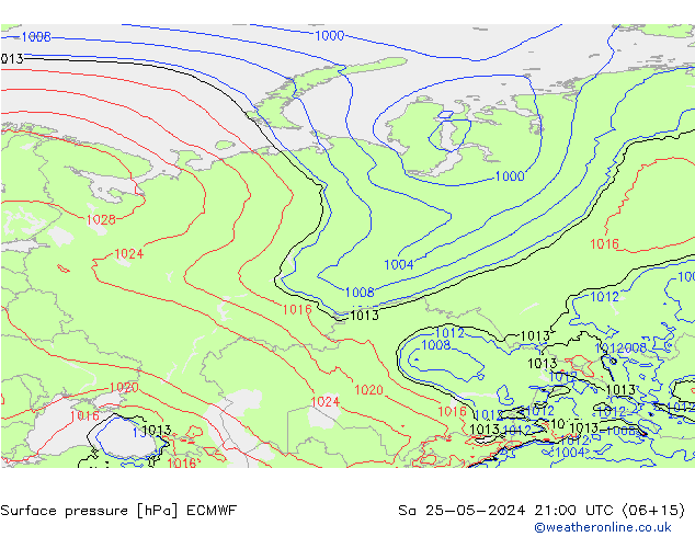 Atmosférický tlak ECMWF So 25.05.2024 21 UTC