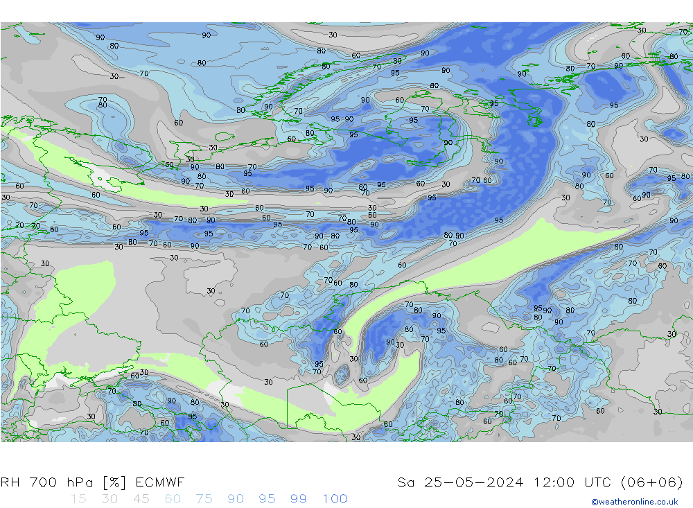 RH 700 hPa ECMWF  25.05.2024 12 UTC