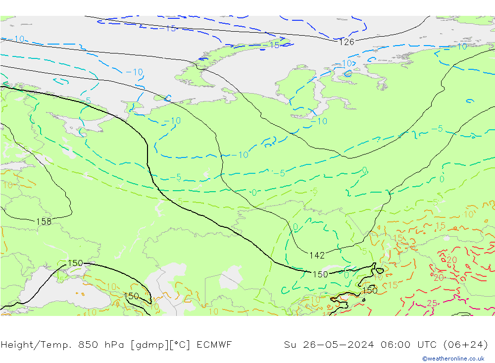 Z500/Rain (+SLP)/Z850 ECMWF Su 26.05.2024 06 UTC