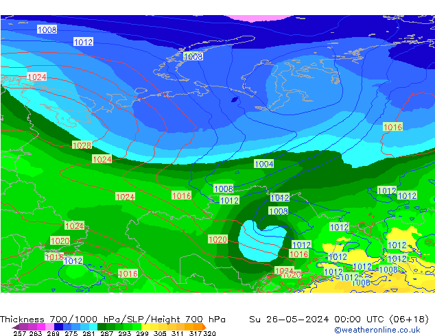 700-1000 hPa Kalınlığı ECMWF Paz 26.05.2024 00 UTC