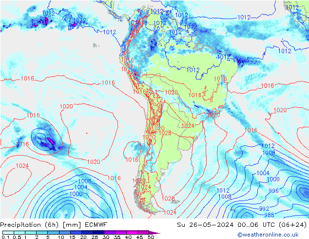 Z500/Rain (+SLP)/Z850 ECMWF Su 26.05.2024 06 UTC