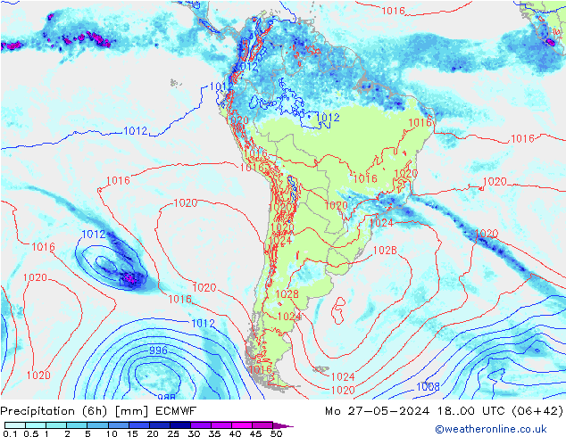 Z500/Rain (+SLP)/Z850 ECMWF пн 27.05.2024 00 UTC