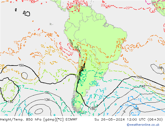 Height/Temp. 850 hPa ECMWF Su 26.05.2024 12 UTC