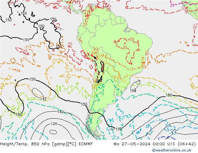 Z500/Rain (+SLP)/Z850 ECMWF пн 27.05.2024 00 UTC