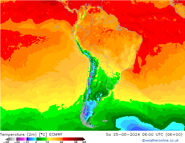 Temperature (2m) ECMWF So 25.05.2024 06 UTC