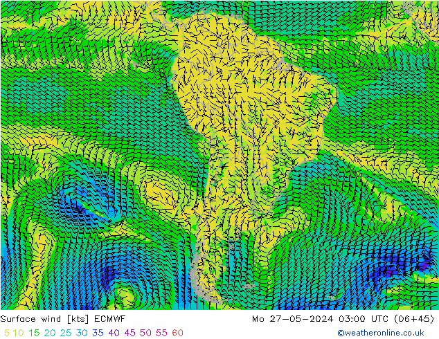 Rüzgar 10 m ECMWF Pzt 27.05.2024 03 UTC