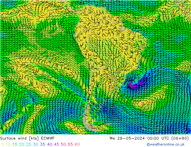 Surface wind ECMWF St 29.05.2024 00 UTC