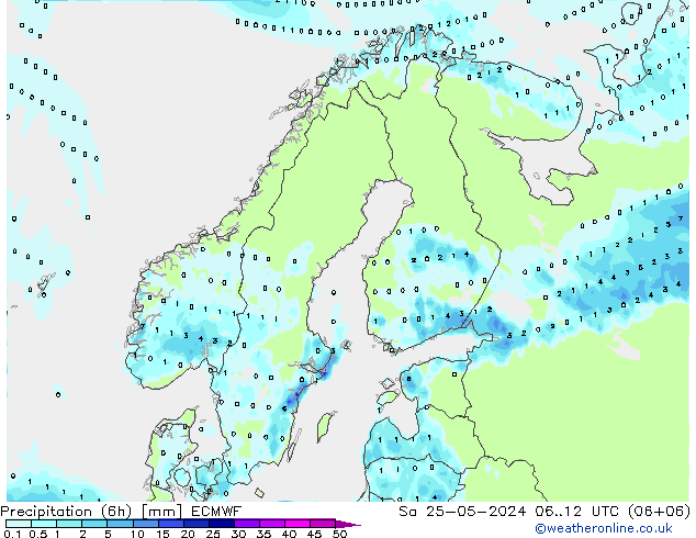 Z500/Rain (+SLP)/Z850 ECMWF Sa 25.05.2024 12 UTC