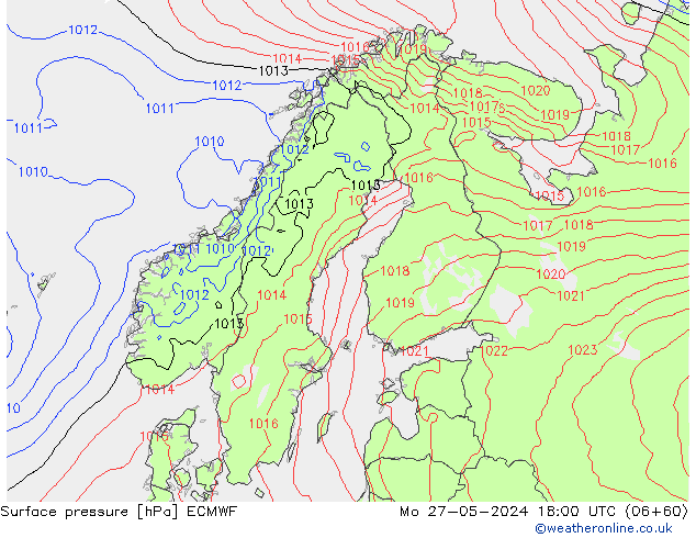 Surface pressure ECMWF Mo 27.05.2024 18 UTC