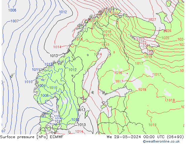 Atmosférický tlak ECMWF St 29.05.2024 00 UTC