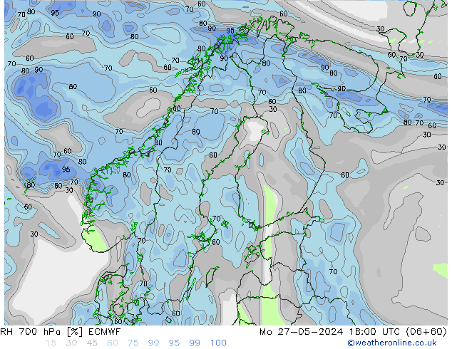 RH 700 hPa ECMWF Mo 27.05.2024 18 UTC