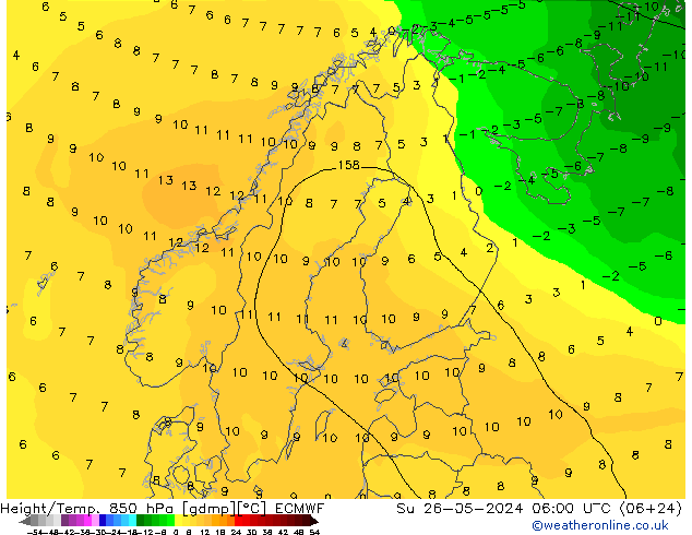 Height/Temp. 850 hPa ECMWF Ne 26.05.2024 06 UTC