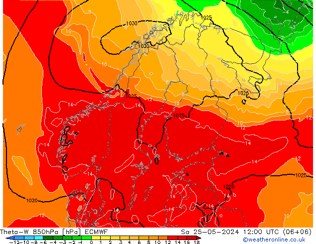 Theta-W 850hPa ECMWF So 25.05.2024 12 UTC