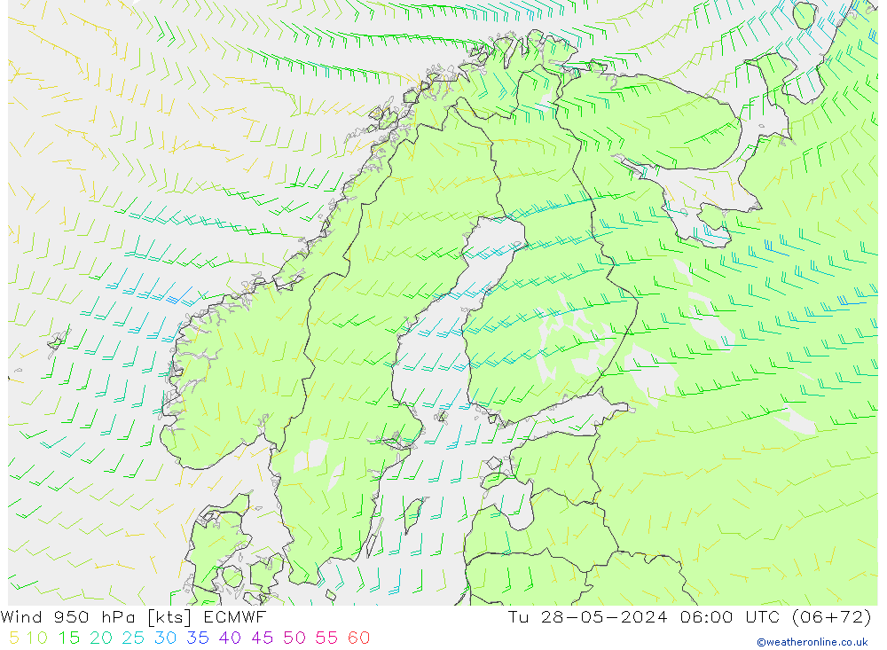 Wind 950 hPa ECMWF Tu 28.05.2024 06 UTC