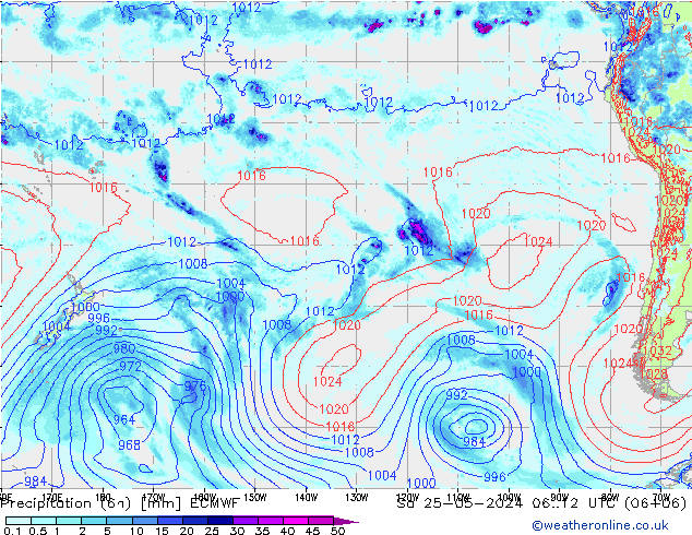 Z500/Rain (+SLP)/Z850 ECMWF sab 25.05.2024 12 UTC