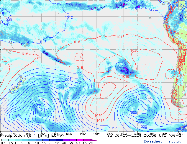 Z500/Rain (+SLP)/Z850 ECMWF dim 26.05.2024 06 UTC