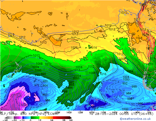 SLP/Temp. 850 hPa ECMWF Út 28.05.2024 00 UTC