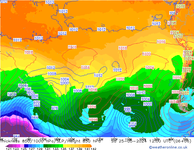 Thck 850-1000 hPa ECMWF Sáb 25.05.2024 12 UTC