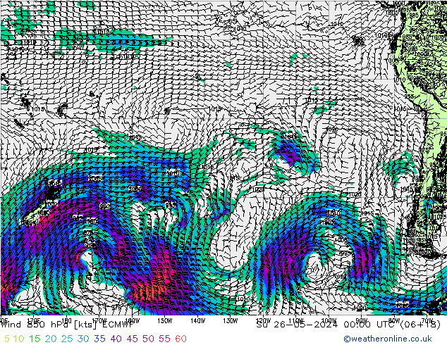 Vento 850 hPa ECMWF dom 26.05.2024 00 UTC