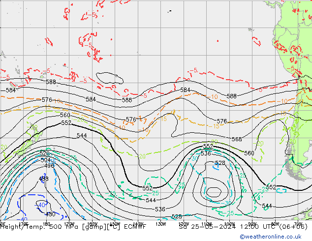 Z500/Rain (+SLP)/Z850 ECMWF sab 25.05.2024 12 UTC