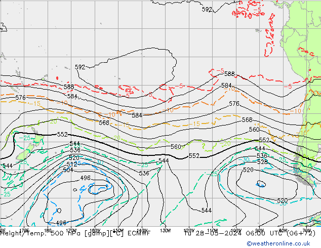 Height/Temp. 500 hPa ECMWF Út 28.05.2024 06 UTC