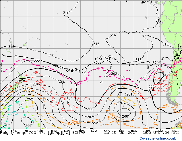 Géop./Temp. 700 hPa ECMWF sam 25.05.2024 12 UTC