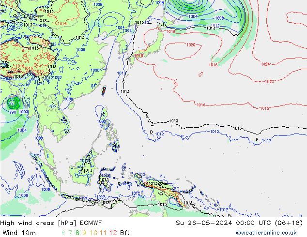 Izotacha ECMWF nie. 26.05.2024 00 UTC