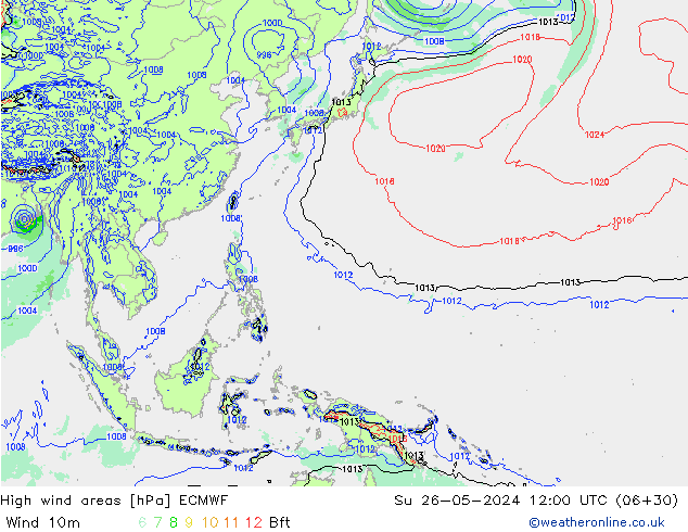 Izotacha ECMWF nie. 26.05.2024 12 UTC