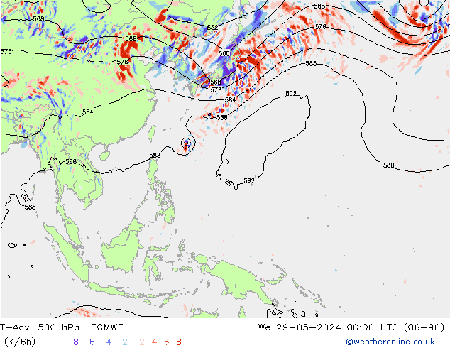T-Adv. 500 hPa ECMWF mer 29.05.2024 00 UTC