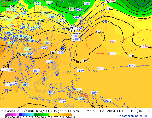 Thck 500-1000hPa ECMWF śro. 29.05.2024 00 UTC