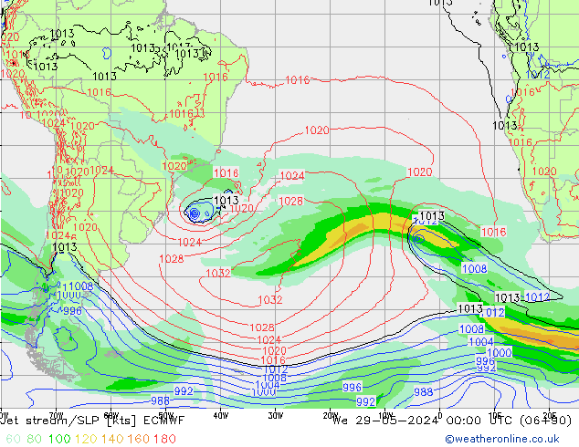 Jet stream/SLP ECMWF We 29.05.2024 00 UTC