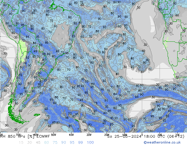 RV 850 hPa ECMWF za 25.05.2024 18 UTC