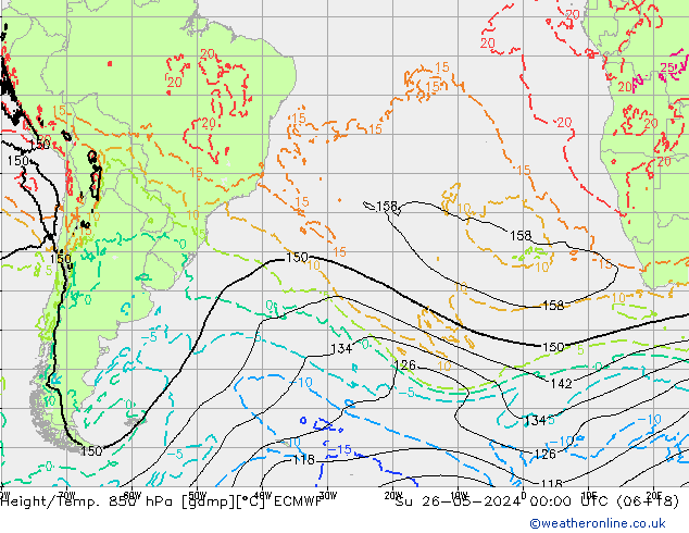 Height/Temp. 850 hPa ECMWF Dom 26.05.2024 00 UTC