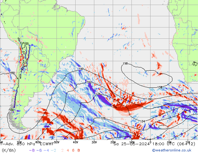 T-Adv. 850 hPa ECMWF za 25.05.2024 18 UTC