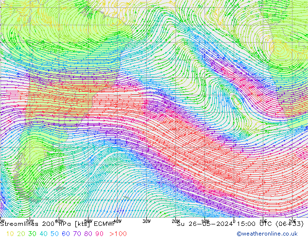 Streamlines 200 hPa ECMWF Su 26.05.2024 15 UTC