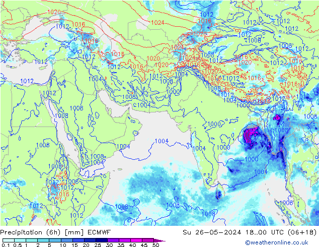 Z500/Rain (+SLP)/Z850 ECMWF dom 26.05.2024 00 UTC