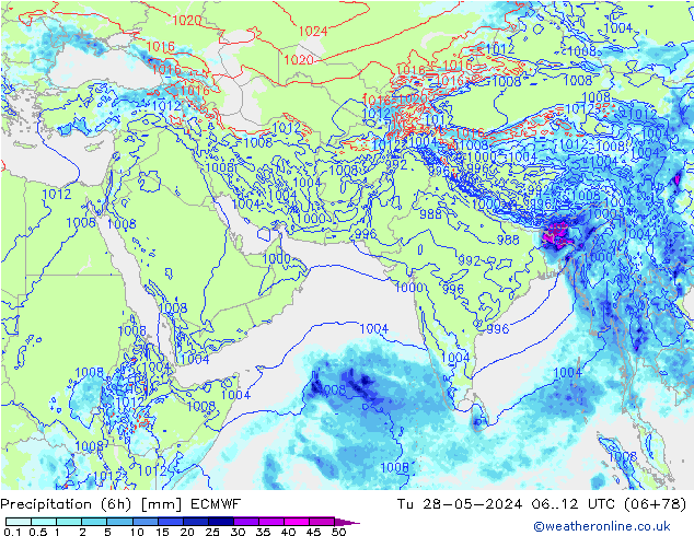 Z500/Yağmur (+YB)/Z850 ECMWF Sa 28.05.2024 12 UTC