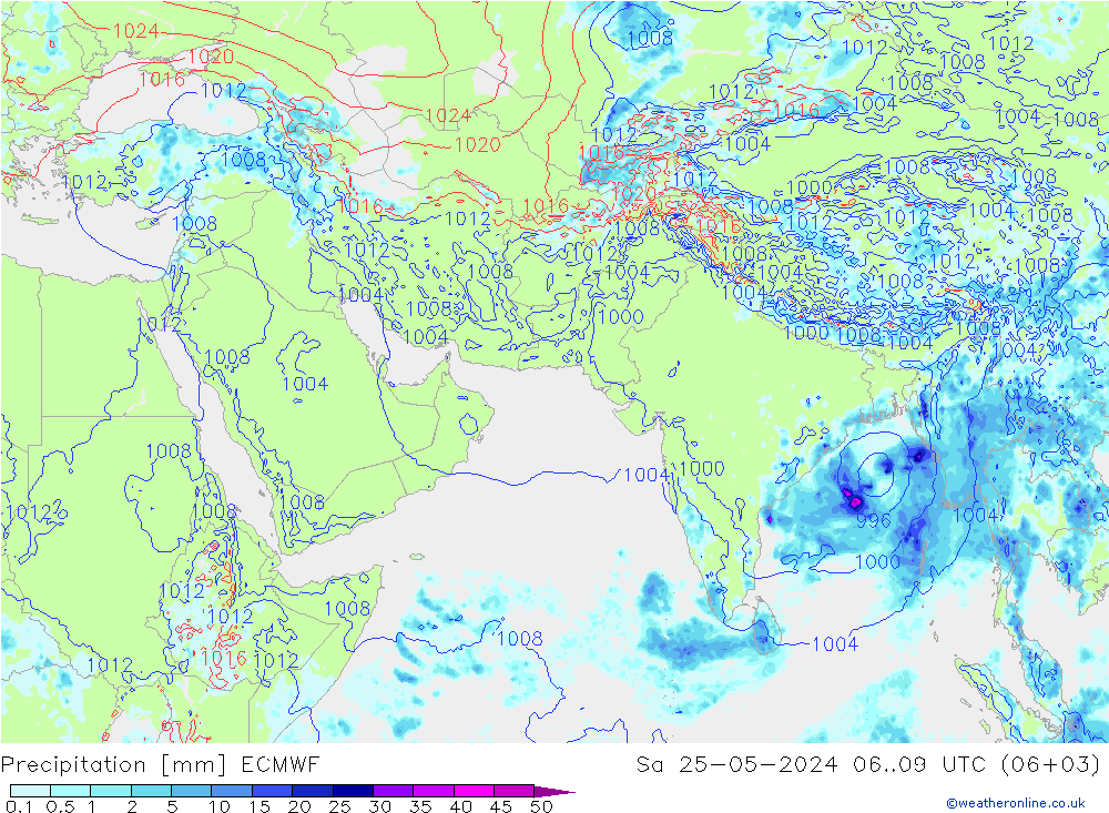 Srážky ECMWF So 25.05.2024 09 UTC