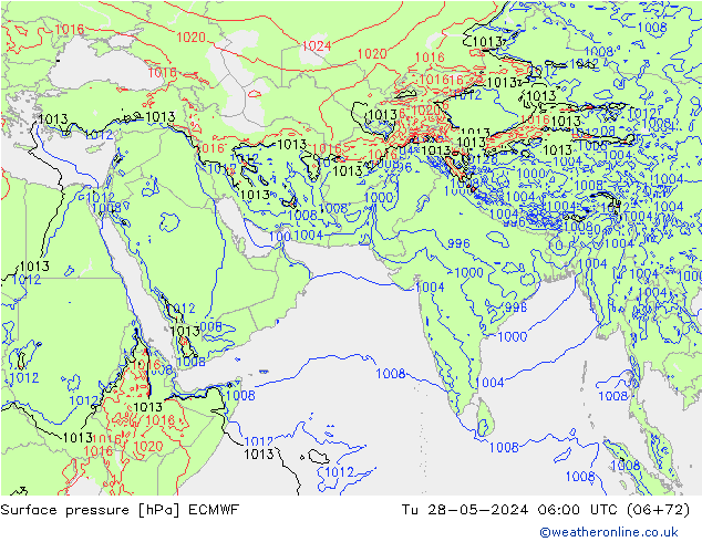 pressão do solo ECMWF Ter 28.05.2024 06 UTC