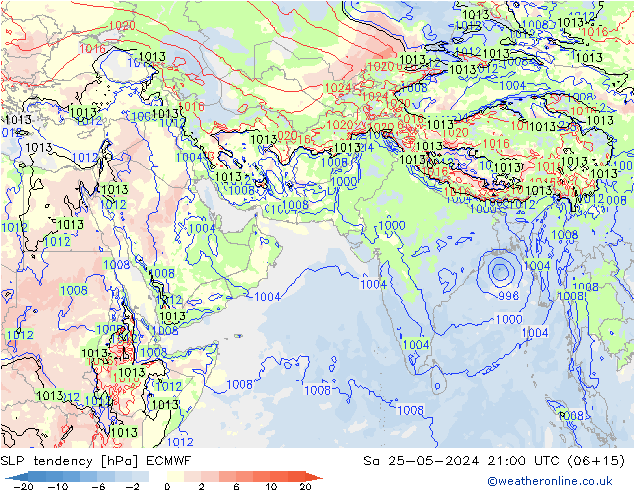 тенденция давления ECMWF сб 25.05.2024 21 UTC