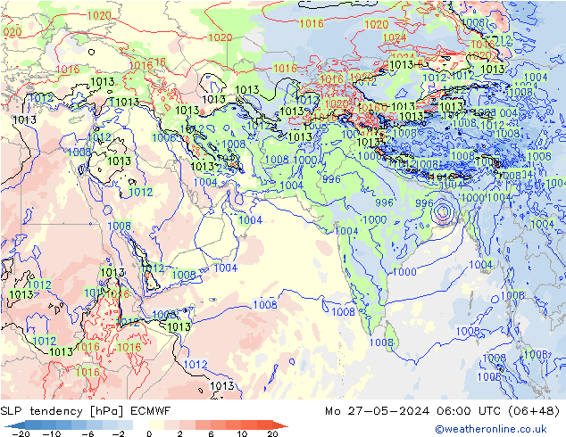 Druktendens (+/-) ECMWF ma 27.05.2024 06 UTC