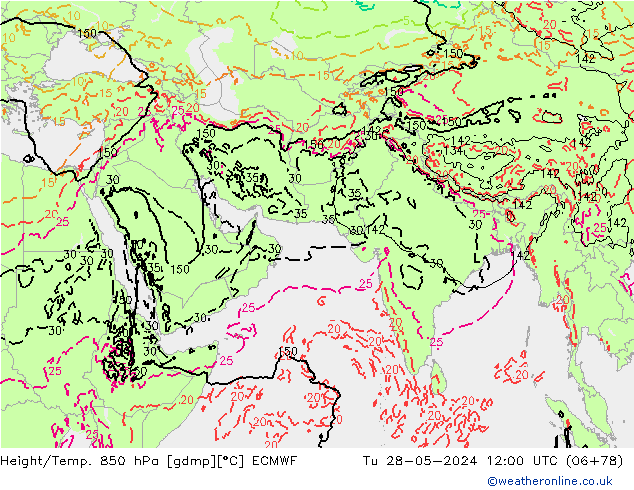 Z500/Yağmur (+YB)/Z850 ECMWF Sa 28.05.2024 12 UTC