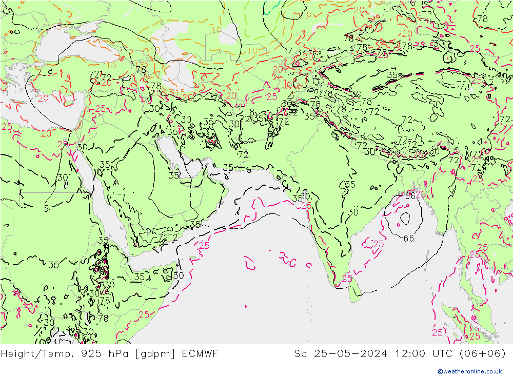 Géop./Temp. 925 hPa ECMWF sam 25.05.2024 12 UTC