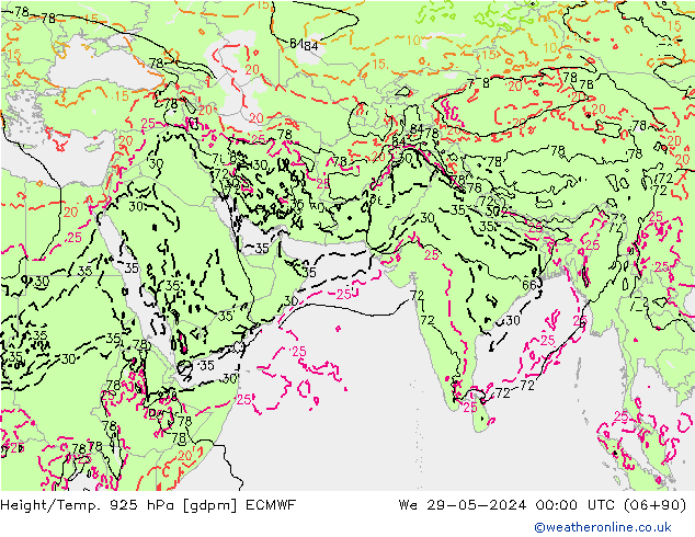 Yükseklik/Sıc. 925 hPa ECMWF Çar 29.05.2024 00 UTC