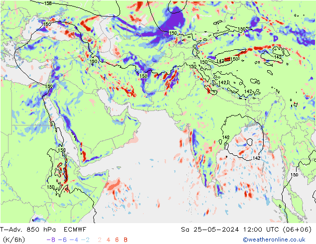 T-Adv. 850 hPa ECMWF Sáb 25.05.2024 12 UTC