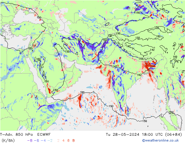 T-Adv. 850 гПа ECMWF вт 28.05.2024 18 UTC