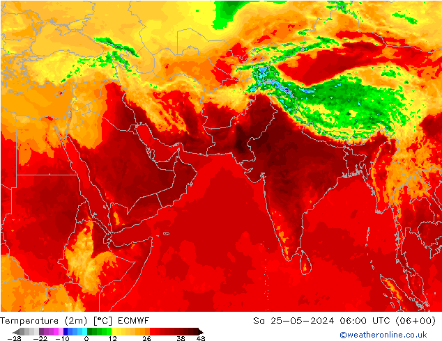 Temperature (2m) ECMWF Sa 25.05.2024 06 UTC