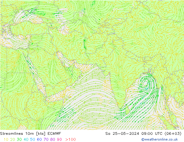 风 10m ECMWF 星期六 25.05.2024 09 UTC