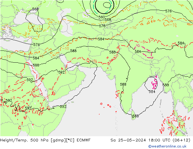 Z500/Rain (+SLP)/Z850 ECMWF 星期六 25.05.2024 18 UTC